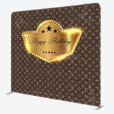 Aperturee - Aperturee Monogram Gold Happy Birthday Square Tension Backdrop